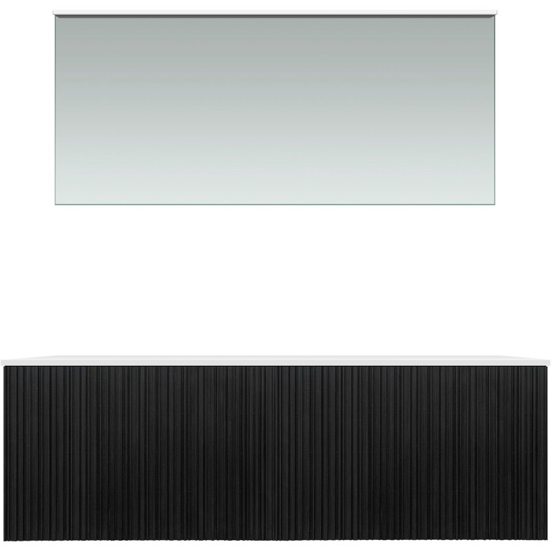 Meuble forest duo chêne noir 140cm solide à poser miroir