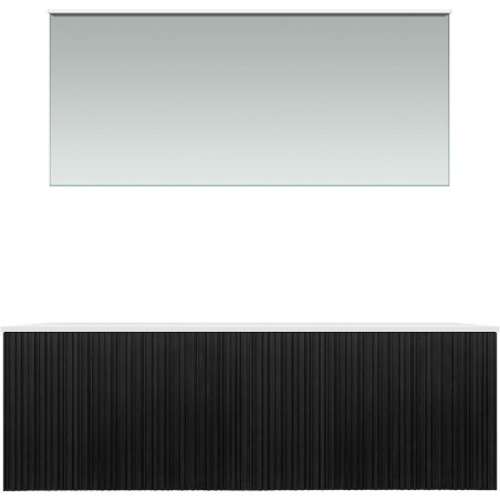 Meuble forest duo chêne noir 140cm solide à poser miroir