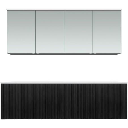 Meuble forest duo chêne noir 160cm marbre synthètique armoire toilette