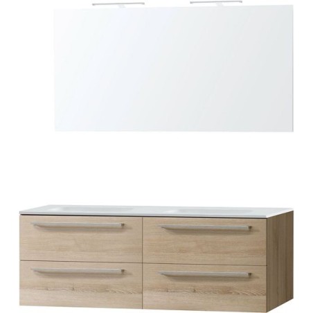 Meuble Combo uni coloris frêne 140 solid avec miroir