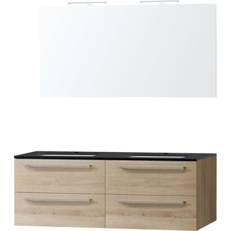 Meuble Combo uni coloris frêne 140 bleue belge avec miroir