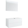 Meuble 2 tiroirs+ tablette pour lavabo à poser central Tenso 90cm Tenso +trou robinet coloris blanc avec miroir