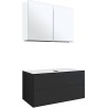 Meuble 2 tiroirs+ tablette pour lavabo à poser central Tenso 90cm Tenso +trou robinet coloris gris avec armoire toilette