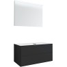 Meuble 2 tiroirs+ tablette pour lavabo à poser central Tenso 90cm Tenso +trou robinet coloris gris avec miroir