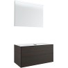 Meuble 2 tiroirs+ tablette pour lavabo à poser central Tenso 90cm Tenso +trou robinet coloris wenge avec miroir