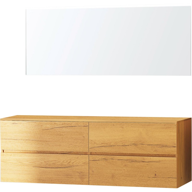 Meuble molto chêne gold 180 pour lavabo à poser miroir