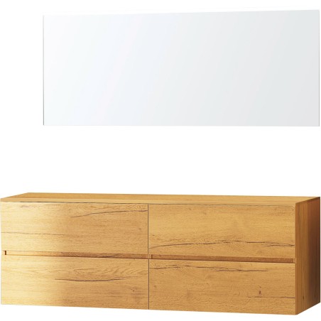 Meuble molto chêne gold 180 pour lavabo à poser miroir