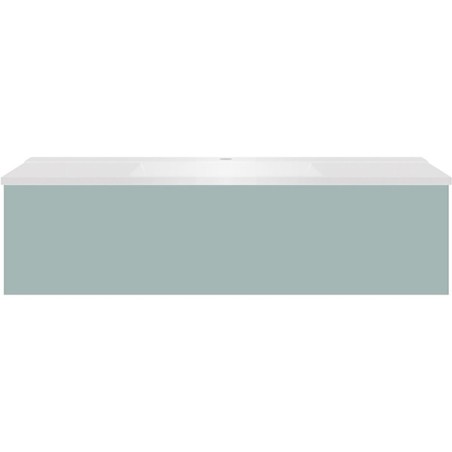 Sous meuble Coffee 1 tiroir 120 bleu azur doux mat + lavabo blanc mat