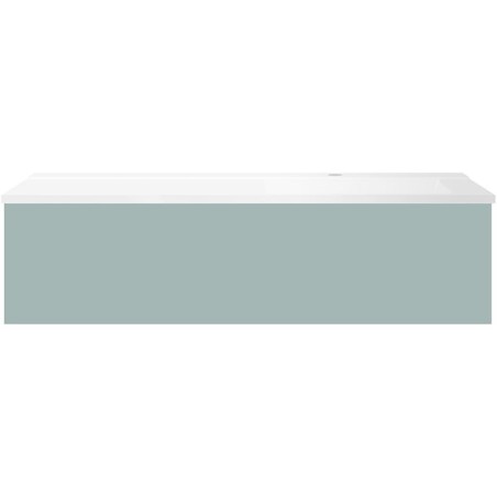 Sous meuble Coffee 1 tiroir 120 bleu azur doux mat + lavabo droite blanc mat
