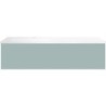 Sous meuble Coffee 1 tiroir 120 bleu azur doux mat + lavabo gauche blanc