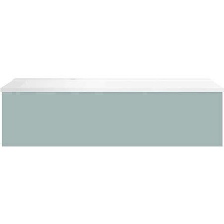 Sous meuble Coffee 1 tiroir 120 bleu azur doux mat + lavabo gauche blanc mat