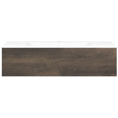 Sous meuble Coffee 1 tiroir 120 châtaigne + lavabo porcelaine blanc