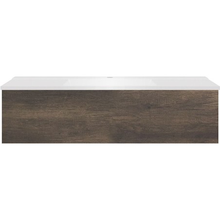 Sous meuble Coffee 1 tiroir 120 châtaigne + lavabo blanc mat