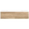 Sous meuble Coffee 1 tiroir 120 chêne decor cachmire + lavabo porcelaine sans trou robinet blanc