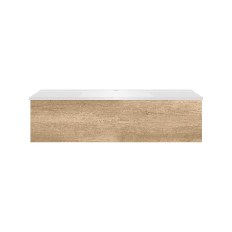 Sous meuble Coffee 1 tiroir 120 chêne decor cachmire + lavabo blanc