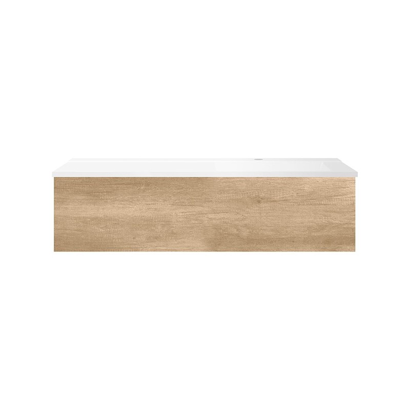 Sous meuble Coffee 1 tiroir 120 chêne decor cachmire + lavabo droite blanc mat
