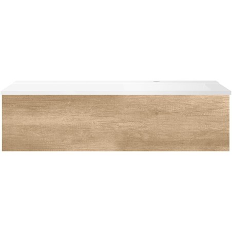 Sous meuble Coffee 1 tiroir 120 chêne decor cachmire + lavabo droite blanc mat