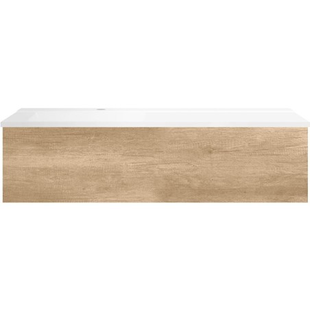 Sous meuble Coffee 1 tiroir 120 chêne decor cachmire + lavabo gauche blanc mat