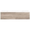 Sous meuble Coffee 1 tiroir 120 chêne decor flanelle + lavabo porcelaine sans trou robinet blanc