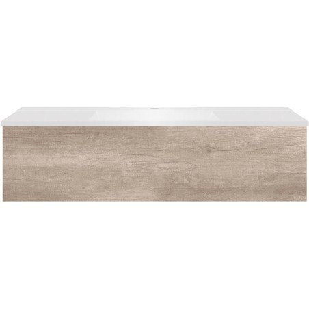Sous meuble Coffee 1 tiroir 120 chêne decor flanelle + lavabo blanc