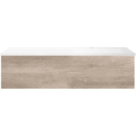 Sous meuble Coffee 1 tiroir 120 chêne decor flanelle + lavabo droite blanc mat
