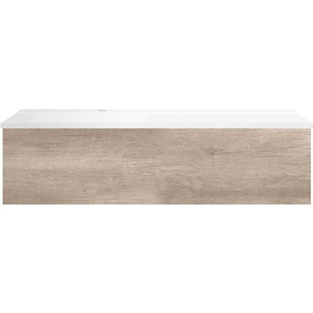 Sous meuble Coffee 1 tiroir 120 chêne decor flanelle + lavabo gauche blanc mat