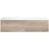 Sous meuble Coffee 1 tiroir 120 chêne decor flanelle + lavabo gauche blanc mat