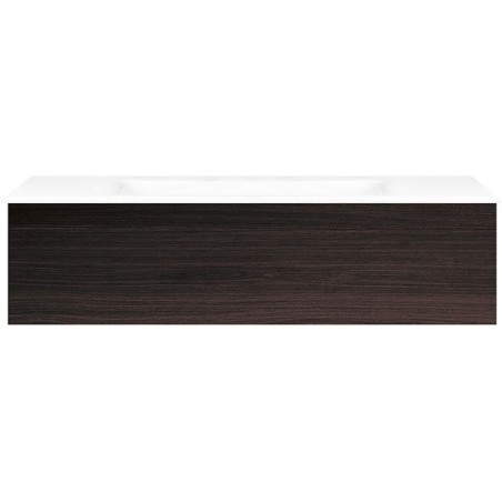 Sous meuble Coffee 1 tiroir 120 chêne decor mokka + lavabo porcelaine sans trou robinet blanc