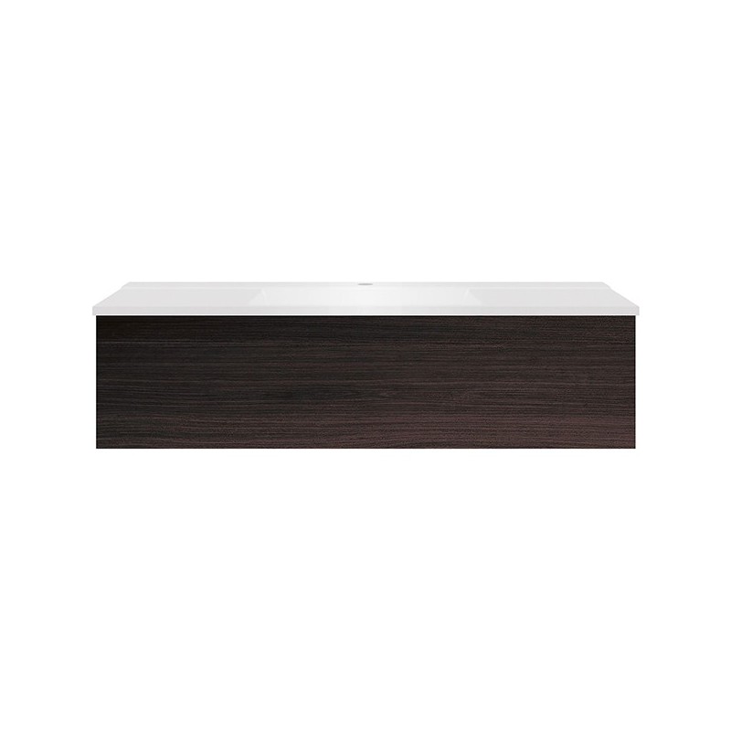 Sous meuble Coffee 1 tiroir 120 chêne decor mokka + lavabo blanc mat