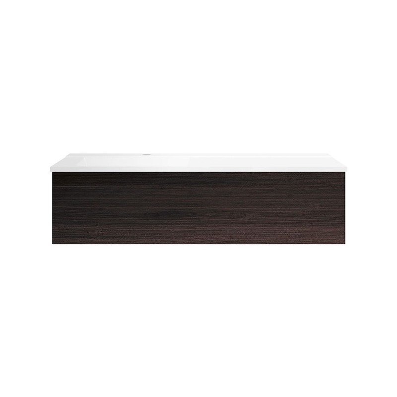 Sous meuble Coffee 1 tiroir 120 chêne decor mokka + lavabo gauche blanc