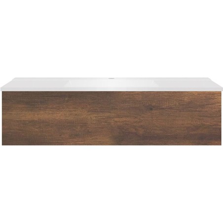 Sous meuble Coffee 1 tiroir 120 chêne decor rouille + lavabo blanc mat