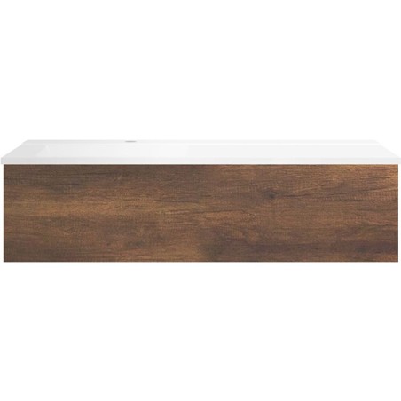 Sous meuble Coffee 1 tiroir 120 chêne decor rouille + lavabo gauche blanc