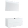 Meuble 2 tiroirs+ tablettete pour lavabo à poser central Tenso 120cm tenso sans trou robinet coloris blanc avec miroir