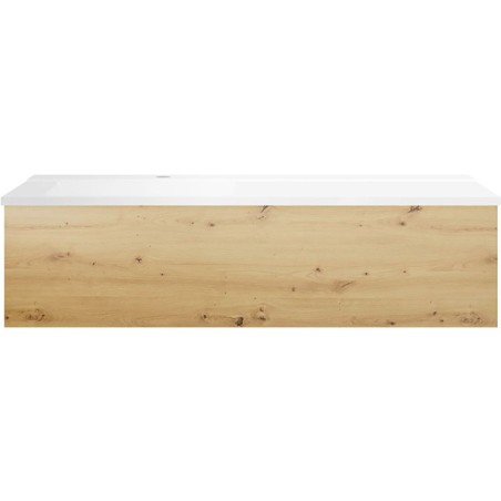 Sous meuble Coffee 1 tiroir 120 chêne decor urban + lavabo gauche blanc mat