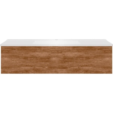 Sous meuble Coffee 1 tiroir 120 tectona decor cannelle + lavabo blanc mat