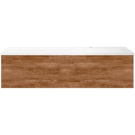 Sous meuble Coffee 1 tiroir 120 tectona decor cannelle + lavabo droite blanc mat