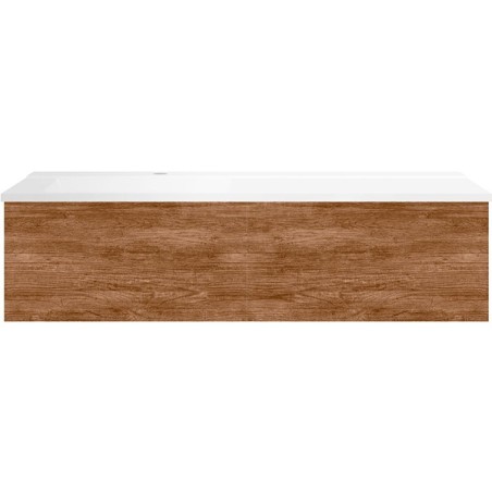 Sous meuble Coffee 1 tiroir 120 tectona decor cannelle + lavabo gauche blanc