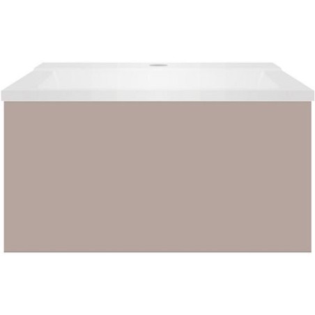 Sous meuble Coffee 1 tiroir 60 gris basalte + lavabo blanc