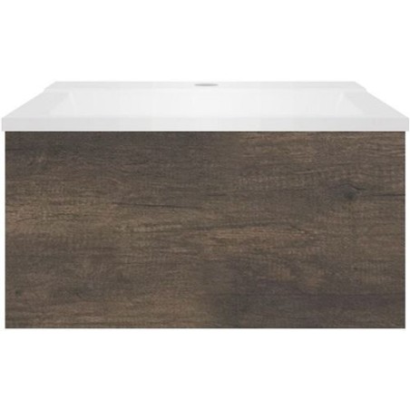Sous meuble Coffee 1 tiroir 60 châtaigne + lavabo blanc mat