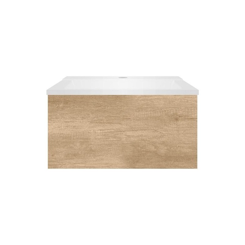 Sous meuble Coffee 1 tiroir 60 chêne decor cachmire + lavabo blanc mat