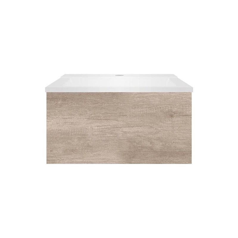 Sous meuble Coffee 1 tiroir 60 chêne decor flanelle + lavabo blanc