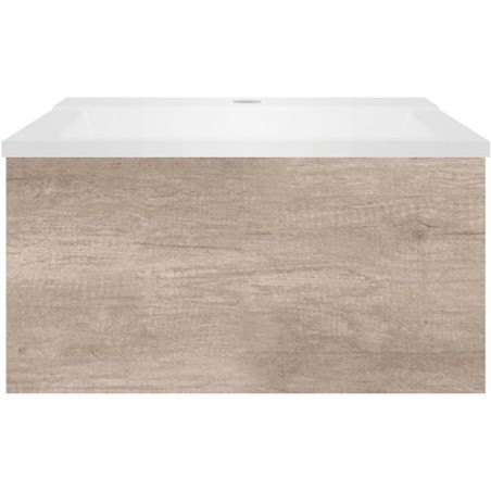 Sous meuble Coffee 1 tiroir 60 chêne decor flanelle + lavabo blanc mat