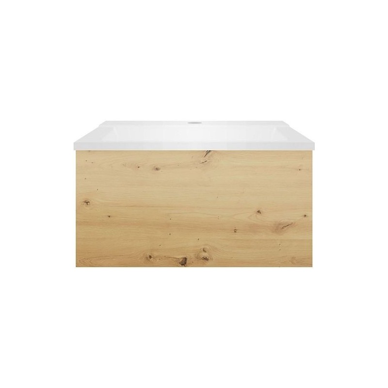 Sous meuble Coffee 1 tiroir 60 chêne decor urban + lavabo blanc mat