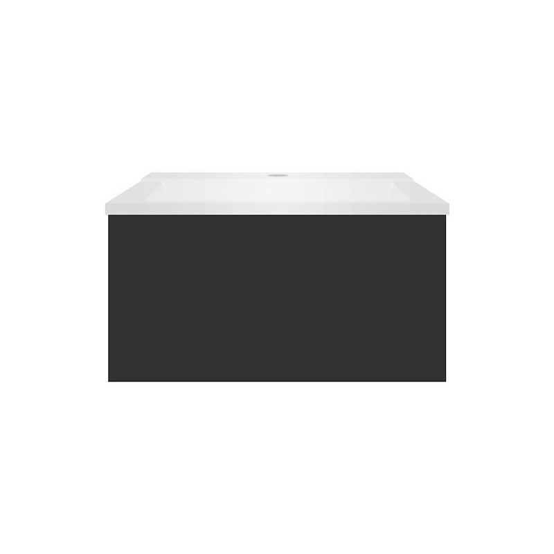 Sous meuble Coffee 1 tiroir 60 graphite doux mat + lavabo blanc mat