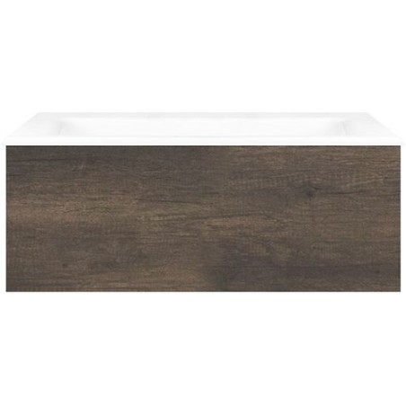 Sous meuble Coffee 1 tiroir 80 châtaigne + lavabo porcelaine sans trou robinet blanc