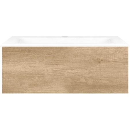 Sous meuble Coffee 1 tiroir 80 chêne decor cachmire + lavabo porcelaine blanc