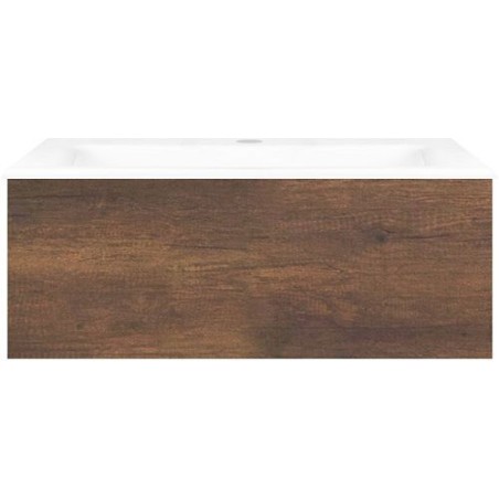 Sous meuble Coffee 1 tiroir 80 chêne decor rouille + lavabo porcelaine blanc