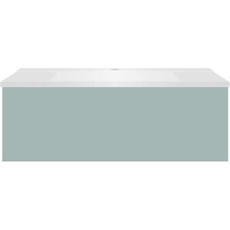 Sous meuble Coffee 1 tiroir 90 bleu azur doux mat + lavabo blanc mat