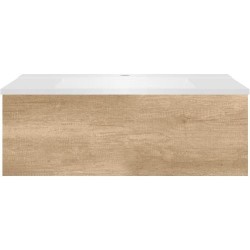 Sous meuble Coffee 1 tiroir 90 chêne decor cachmire + lavabo blanc mat
