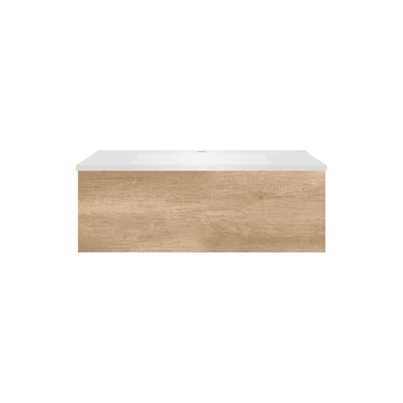 Sous meuble Coffee 1 tiroir 90 chêne decor cachmire + lavabo blanc mat